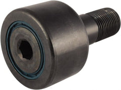 RBC Bearings - 2" Roller Diam x 1-1/4" Width, 7/8" Stud Diam x 2" Length, Crowned Sealed Stud Cam Follower with Hex - Carbon Steel, 1" Thread Length, 7/8-14 Thread, 3-9/32" OAL, 12,400 Lb Dynamic Cap, 17,200 Lb Static Cap - Exact Tooling