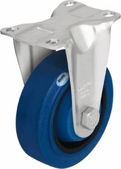 Blickle - 5" Diam x 1-3/8" Wide x 6-1/8" OAH Top Plate Mount Rigid Caster - Solid Rubber, 400 Lb Capacity, Ball Bearing, 3-5/8 x 2-1/2" Plate - Exact Tooling