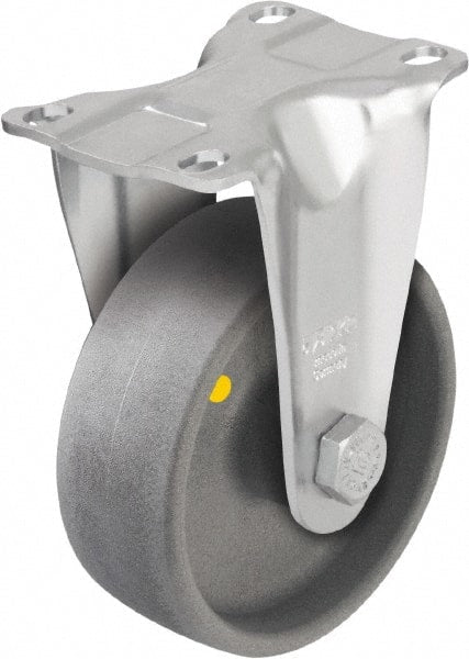 Blickle - 5" Diam x 1-9/16" Wide x 6-1/8" OAH Top Plate Mount Rigid Caster - Impact-Resistant Nylon, 400 Lb Capacity, Plain Bore Bearing, 3-5/8 x 2-1/2" Plate - Exact Tooling