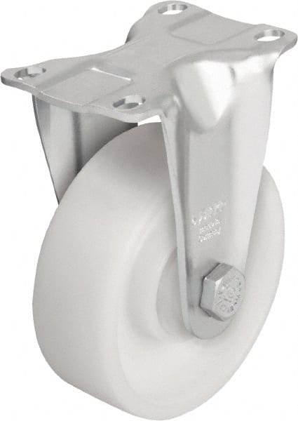 Blickle - 4" Diam x 1-7/16" Wide x 5-1/8" OAH Top Plate Mount Rigid Caster - Impact-Resistant Nylon, 400 Lb Capacity, Ball Bearing, 3-5/8 x 2-1/2" Plate - Exact Tooling