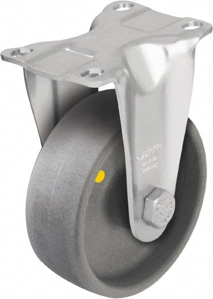 Blickle - 4" Diam x 1-7/16" Wide x 5-1/8" OAH Top Plate Mount Rigid Caster - Impact-Resistant Nylon, 400 Lb Capacity, Plain Bore Bearing, 3-5/8 x 2-1/2" Plate - Exact Tooling