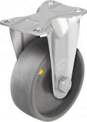 Blickle - 4" Diam x 1-7/16" Wide x 5-1/8" OAH Top Plate Mount Rigid Caster - Impact-Resistant Nylon, 400 Lb Capacity, Plain Bore Bearing, 3-5/8 x 2-1/2" Plate - Exact Tooling