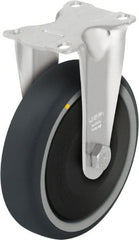 Blickle - 4" Diam x 1-1/4" Wide x 5-1/8" OAH Top Plate Mount Rigid Caster - Thermoplastic Polyurethane, 400 Lb Capacity, Ball Bearing, 3-5/8 x 2-1/2" Plate - Exact Tooling