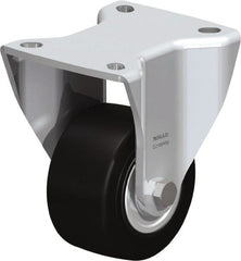 Blickle - 3" Diam x 1-49/64" Wide x 4-23/32" OAH Top Plate Mount Rigid Caster - Solid Rubber, 440 Lb Capacity, Ball Bearing, 3-15/16 x 3-3/8" Plate - Exact Tooling