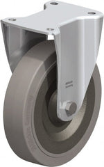 Blickle - 8" Diam x 1-31/32" Wide x 9-41/64" OAH Top Plate Mount Rigid Caster - Solid Rubber, 1,320 Lb Capacity, Ball Bearing, 5-1/2 x 4-3/8" Plate - Exact Tooling