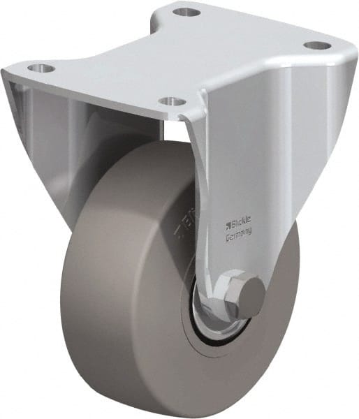Blickle - 5" Diam x 1-31/32" Wide x 6-11/16" OAH Top Plate Mount Rigid Caster - Solid Rubber, 704 Lb Capacity, Ball Bearing, 5-1/2 x 4-3/8" Plate - Exact Tooling