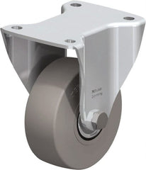 Blickle - 5" Diam x 1-31/32" Wide x 6-11/16" OAH Top Plate Mount Rigid Caster - Solid Rubber, 704 Lb Capacity, Ball Bearing, 5-1/2 x 4-3/8" Plate - Exact Tooling