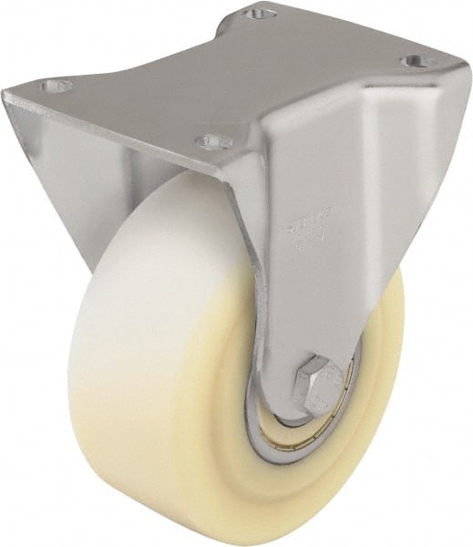 Blickle - 4" Diam x 1-37/64" Wide x 5-1/2" OAH Top Plate Mount Rigid Caster - Impact-Resistant Cast Nylon, 1,540 Lb Capacity, Ball Bearing, 5-1/2 x 4-3/8" Plate - Exact Tooling