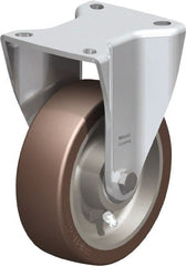 Blickle - 5" Diam x 1-37/64" Wide x 7-1/2" OAH Top Plate Mount Rigid Caster - Polyurethane-Elastomer Blickle Softhane, 1,100 Lb Capacity, Ball Bearing, 5-1/2 x 4-3/8" Plate - Exact Tooling