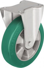 Blickle - 6-1/2" Diam x 1-31/32" Wide x 7-61/64" OAH Top Plate Mount Rigid Caster - Polyurethane-Elastomer Blickle Softhane, 1,210 Lb Capacity, Ball Bearing, 5-1/2 x 4-3/8" Plate - Exact Tooling