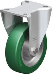 Blickle - 5" Diam x 1-37/64" Wide x 6-1/2" OAH Top Plate Mount Rigid Caster - Polyurethane-Elastomer Blickle Softhane, 770 Lb Capacity, Ball Bearing, 3-15/16 x 3-3/8" Plate - Exact Tooling
