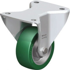 Blickle - 4" Diam x 1-37/64" Wide x 5-1/2" OAH Top Plate Mount Rigid Caster - Polyurethane-Elastomer Blickle Softhane, 660 Lb Capacity, Ball Bearing, 5-1/2 x 4-3/8" Plate - Exact Tooling