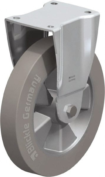 Blickle - 10" Diam x 1-31/32" Wide x 11-39/64" OAH Top Plate Mount Rigid Caster - Solid Rubber, 1,430 Lb Capacity, Ball Bearing, 5-1/2 x 4-3/8" Plate - Exact Tooling