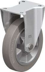 Blickle - 8" Diam x 1-31/32" Wide x 9-41/64" OAH Top Plate Mount Rigid Caster - Solid Rubber, 1,100 Lb Capacity, Ball Bearing, 5-1/2 x 4-3/8" Plate - Exact Tooling