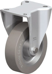 Blickle - 5" Diam x 1-37/64" Wide x 6-1/2" OAH Top Plate Mount Rigid Caster - Solid Rubber, 550 Lb Capacity, Ball Bearing, 3-15/16 x 3-3/8" Plate - Exact Tooling