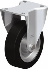 Blickle - 5" Diam x 1-37/64" Wide x 6-1/2" OAH Top Plate Mount Rigid Caster - Solid Rubber, 550 Lb Capacity, Ball Bearing, 3-15/16 x 3-3/8" Plate - Exact Tooling