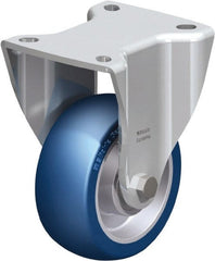 Blickle - 4" Diam x 1-37/64" Wide x 5-1/2" OAH Top Plate Mount Rigid Caster - Polyurethane-Elastomer Blickle Besthane, 660 Lb Capacity, Ball Bearing, 3-15/16 x 3-3/8" Plate - Exact Tooling