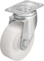 Blickle - 4" Diam x 1-7/16" Wide x 5-1/8" OAH Top Plate Mount Swivel Caster - Impact-Resistant Nylon, 400 Lb Capacity, Ball Bearing, 3-5/8 x 2-1/2" Plate - Exact Tooling