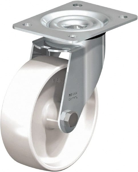 Blickle - 4" Diam x 1-7/16" Wide x 5-1/8" OAH Top Plate Mount Swivel Caster - Impact-Resistant Nylon, 400 Lb Capacity, Ball Bearing, 3-5/8 x 2-1/2" Plate - Exact Tooling
