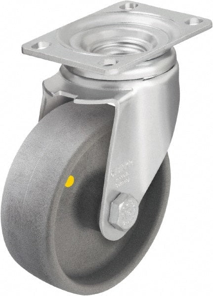 Blickle - 4" Diam x 1-7/16" Wide x 5-1/8" OAH Top Plate Mount Swivel Caster - Impact-Resistant Nylon, 400 Lb Capacity, Ball Bearing, 3-5/8 x 2-1/2" Plate - Exact Tooling