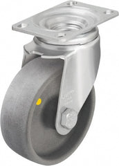 Blickle - 4" Diam x 1-7/16" Wide x 5-1/8" OAH Top Plate Mount Swivel Caster - Impact-Resistant Nylon, 400 Lb Capacity, Ball Bearing, 3-5/8 x 2-1/2" Plate - Exact Tooling