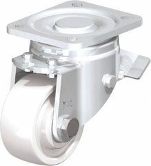 Blickle - 3" Diam x 1-29/64" Wide x 4-23/32" OAH Top Plate Mount Swivel Caster with Brake - Impact-Resistant Nylon, 770 Lb Capacity, Ball Bearing, 3-15/16 x 3-3/8" Plate - Exact Tooling