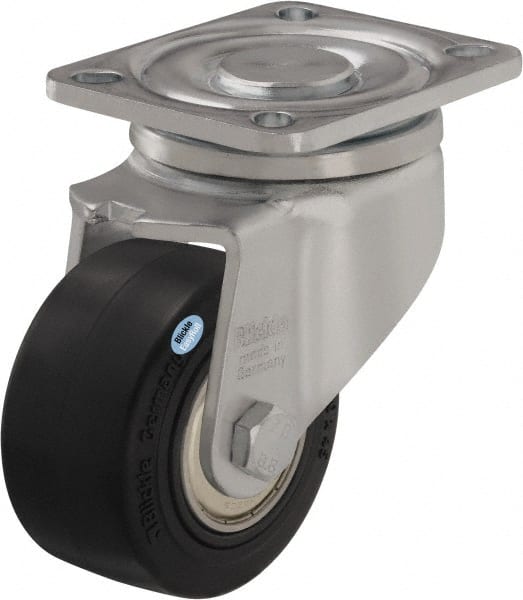 Blickle - 3" Diam x 1-29/64" Wide x 4-23/32" OAH Top Plate Mount Swivel Caster - Impact-Resistant Nylon, 770 Lb Capacity, Ball Bearing, 3-15/16 x 3-3/8" Plate - Exact Tooling