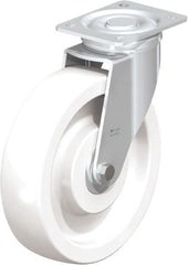 Blickle - 10" Diam x 2-9/16" Wide x 11-39/64" OAH Top Plate Mount Swivel Caster - Impact-Resistant Nylon, 1,980 Lb Capacity, Ball Bearing, 5-1/2 x 4-3/8" Plate - Exact Tooling
