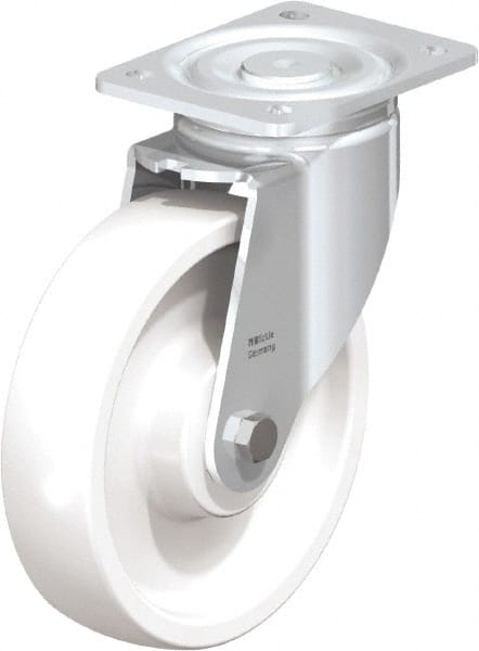 Blickle - 8" Diam x 1-31/32" Wide x 9-41/64" OAH Top Plate Mount Swivel Caster - Impact-Resistant Nylon, 1,980 Lb Capacity, Ball Bearing, 5-1/2 x 4-3/8" Plate - Exact Tooling