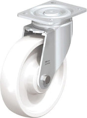 Blickle - 8" Diam x 1-31/32" Wide x 9-41/64" OAH Top Plate Mount Swivel Caster - Impact-Resistant Nylon, 1,980 Lb Capacity, Ball Bearing, 5-1/2 x 4-3/8" Plate - Exact Tooling