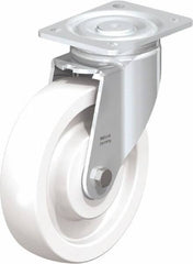 Blickle - 8" Diam x 1-31/32" Wide x 9-41/64" OAH Top Plate Mount Swivel Caster - Impact-Resistant Nylon, 1,980 Lb Capacity, Ball Bearing, 5-1/2 x 4-3/8" Plate - Exact Tooling