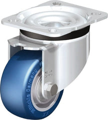 Blickle - 3" Diam x 1-37/64" Wide x 4-21/64" OAH Top Plate Mount Swivel Caster - Polyurethane-Elastomer Blickle Besthane, 506 Lb Capacity, Ball Bearing, 3-15/16 x 3-3/8" Plate - Exact Tooling