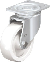 Blickle - 6" Diam x 1-31/32" Wide x 7-3/4" OAH Top Plate Mount Swivel Caster - Impact-Resistant Nylon, 1,760 Lb Capacity, Plain Bore Bearing, 5-1/2 x 4-3/8" Plate - Exact Tooling