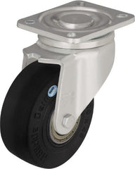 Blickle - 5" Diam x 1-31/32" Wide x 6-11/16" OAH Top Plate Mount Swivel Caster - Solid Rubber, 704 Lb Capacity, Ball Bearing, 5-1/2 x 4-3/8" Plate - Exact Tooling