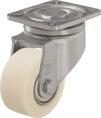 Blickle - 3" Diam x 1-37/64" Wide x 4-23/32" OAH Top Plate Mount Swivel Caster - Impact-Resistant Cast Nylon, 1,540 Lb Capacity, Ball Bearing, 3-15/16 x 3-3/8" Plate - Exact Tooling