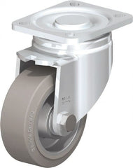 Blickle - 4" Diam x 1-9/16" Wide x 5-33/64" OAH Top Plate Mount Swivel Caster - Solid Rubber, 440 Lb Capacity, Ball Bearing, 3-15/16 x 3-3/8" Plate - Exact Tooling