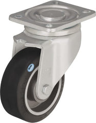 Blickle - 4" Diam x 1-9/16" Wide x 5-33/64" OAH Top Plate Mount Swivel Caster - Solid Rubber, 440 Lb Capacity, Ball Bearing, 3-15/16 x 3-3/8" Plate - Exact Tooling