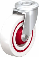 Blickle - 5" Diam x 1-3/8" Wide x 5-29/32" OAH Hollow Kingpin Mount Swivel Caster - Impact-Resistant Nylon, 330 Lb Capacity, Ball Bearing, Hollow Kingpin Stem - Exact Tooling