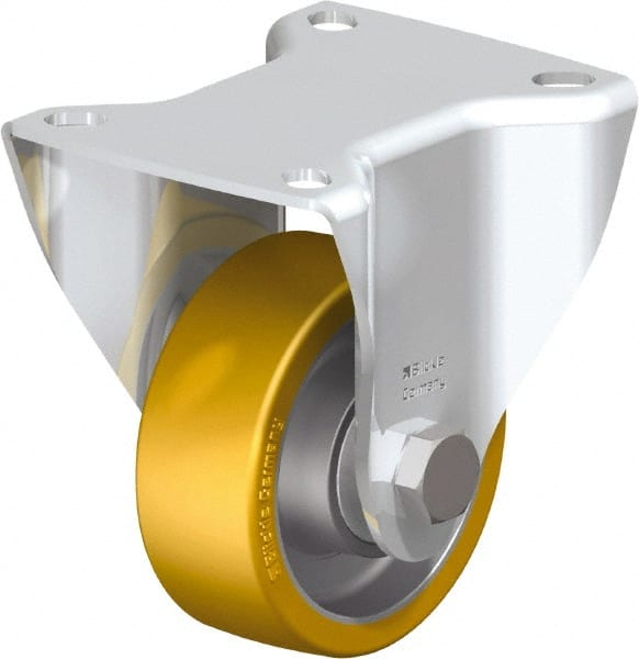 Blickle - 3" Diam x 1-3/16" Wide x 4-21/64" OAH Top Plate Mount Rigid Caster - Polyurethane-Elastomer Blickle Softhane, 396 Lb Capacity, Ball Bearing, 3-15/16 x 3-3/8" Plate - Exact Tooling