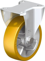 Blickle - 5" Diam x 1-9/16" Wide x 6-7/64" OAH Top Plate Mount Rigid Caster - Polyurethane-Elastomer Blickle Softhane, 770 Lb Capacity, Ball Bearing, 3-15/16 x 3-3/8" Plate - Exact Tooling