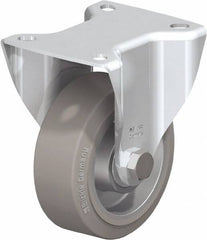 Blickle - 4" Diam x 1-9/16" Wide x 5-7/64" OAH Top Plate Mount Rigid Caster - Solid Rubber, 440 Lb Capacity, Ball Bearing, 3-15/16 x 3-3/8" Plate - Exact Tooling