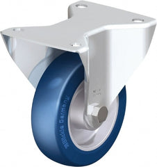 Blickle - 5" Diam x 1-9/16" Wide x 6-7/64" OAH Top Plate Mount Rigid Caster - Polyurethane-Elastomer Blickle Softhane, 770 Lb Capacity, Ball Bearing, 5-1/2 x 4-3/8" Plate - Exact Tooling