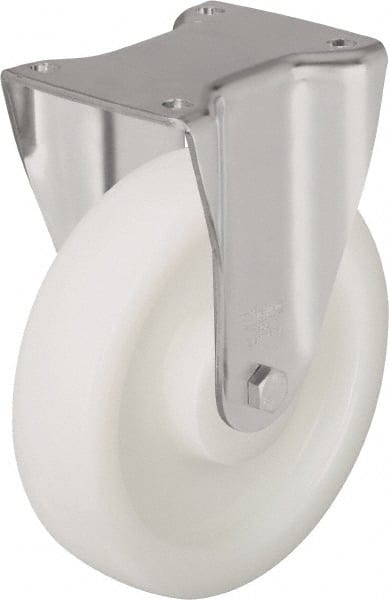 Blickle - 5" Diam x 2" Wide x 6-11/16" OAH Top Plate Mount Rigid Caster - Impact-Resistant Nylon, 1,650 Lb Capacity, Plain Bore Bearing, 5-1/2 x 4-3/8" Plate - Exact Tooling