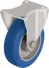 Blickle - 3" Diam x 1-9/16" Wide x 4-21/64" OAH Top Plate Mount Rigid Caster - Polyurethane-Elastomer Blickle Softhane, 528 Lb Capacity, Ball Bearing, 3-15/16 x 3-3/8" Plate - Exact Tooling