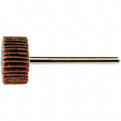 PFERD - 3/4" Diam x 3/8" Face Width, Aluminum Oxide Coated Mounted Flap Wheel - 1/8" Shank Mount, 60 Grit, 38,100 Max RPM - Exact Tooling
