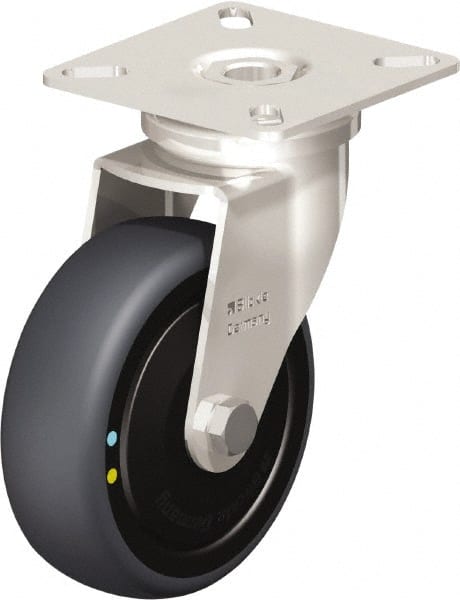 Blickle - 3" Diam x 63/64" Wide x 3-15/16" OAH Top Plate Mount Swivel Caster - Thermoplastic Rubber Elastomer (TPE), 110 Lb Capacity, Ball Bearing, 2-3/8 x 2-3/8" Plate - Exact Tooling