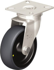 Blickle - 3" Diam x 63/64" Wide x 3-15/16" OAH Top Plate Mount Swivel Caster - Thermoplastic Rubber Elastomer (TPE), 110 Lb Capacity, Plain Bore Bearing, 2-3/8 x 2-3/8" Plate - Exact Tooling
