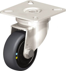Blickle - 2" Diam x 3/4" Wide x 2-51/64" OAH Top Plate Mount Swivel Caster - Thermoplastic Rubber Elastomer (TPE), 66 Lb Capacity, Ball Bearing, 2-3/8 x 2-3/8" Plate - Exact Tooling