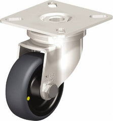 Blickle - 2" Diam x 3/4" Wide x 2-51/64" OAH Top Plate Mount Swivel Caster - Thermoplastic Rubber Elastomer (TPE), 66 Lb Capacity, Plain Bore Bearing, 2-3/8 x 2-3/8" Plate - Exact Tooling