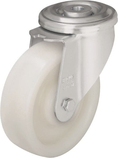 Blickle - 3" Diam x 1-29/64" Wide x 4-21/64" OAH Hollow Kingpin Mount Swivel Caster - Impact-Resistant Nylon, 770 Lb Capacity, Plain Bore Bearing, Hollow Kingpin Stem - Exact Tooling